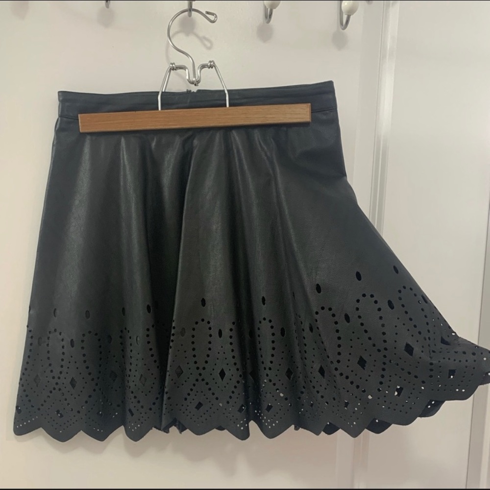 Astr Faux Leather Punched Skirt